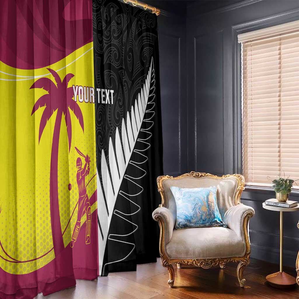New Zealand and West Indies Cricket Custom Window Curtain Black Cap Windies Together - Wonder Print Shop
