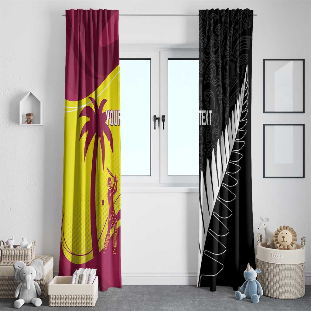 New Zealand and West Indies Cricket Custom Window Curtain Black Cap Windies Together - Wonder Print Shop