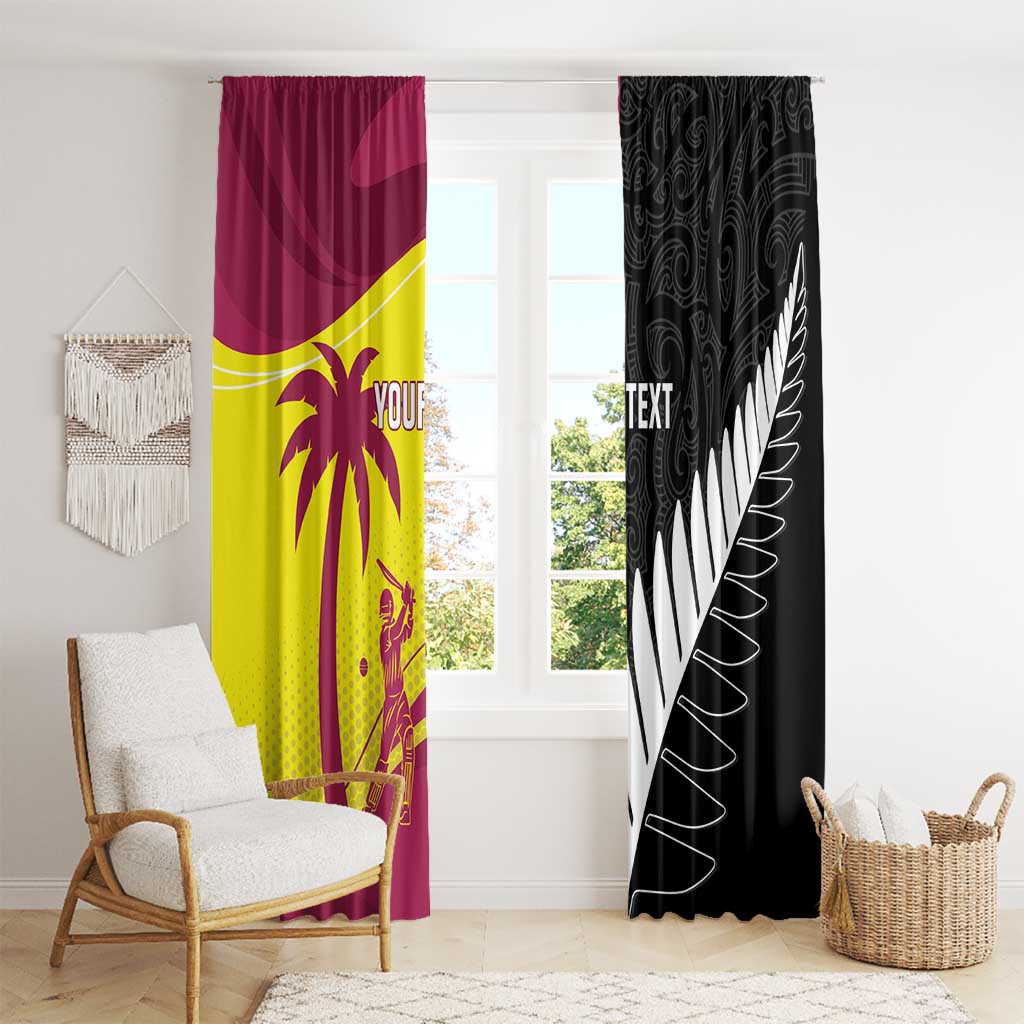 New Zealand and West Indies Cricket Custom Window Curtain Black Cap Windies Together - Wonder Print Shop
