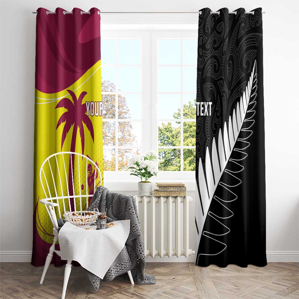 New Zealand and West Indies Cricket Custom Window Curtain Black Cap Windies Together - Wonder Print Shop