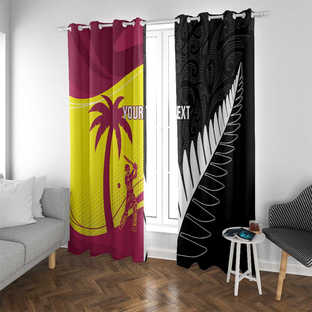 New Zealand and West Indies Cricket Custom Window Curtain Black Cap Windies Together - Wonder Print Shop