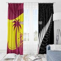 New Zealand and West Indies Cricket Custom Window Curtain Black Cap Windies Together - Wonder Print Shop