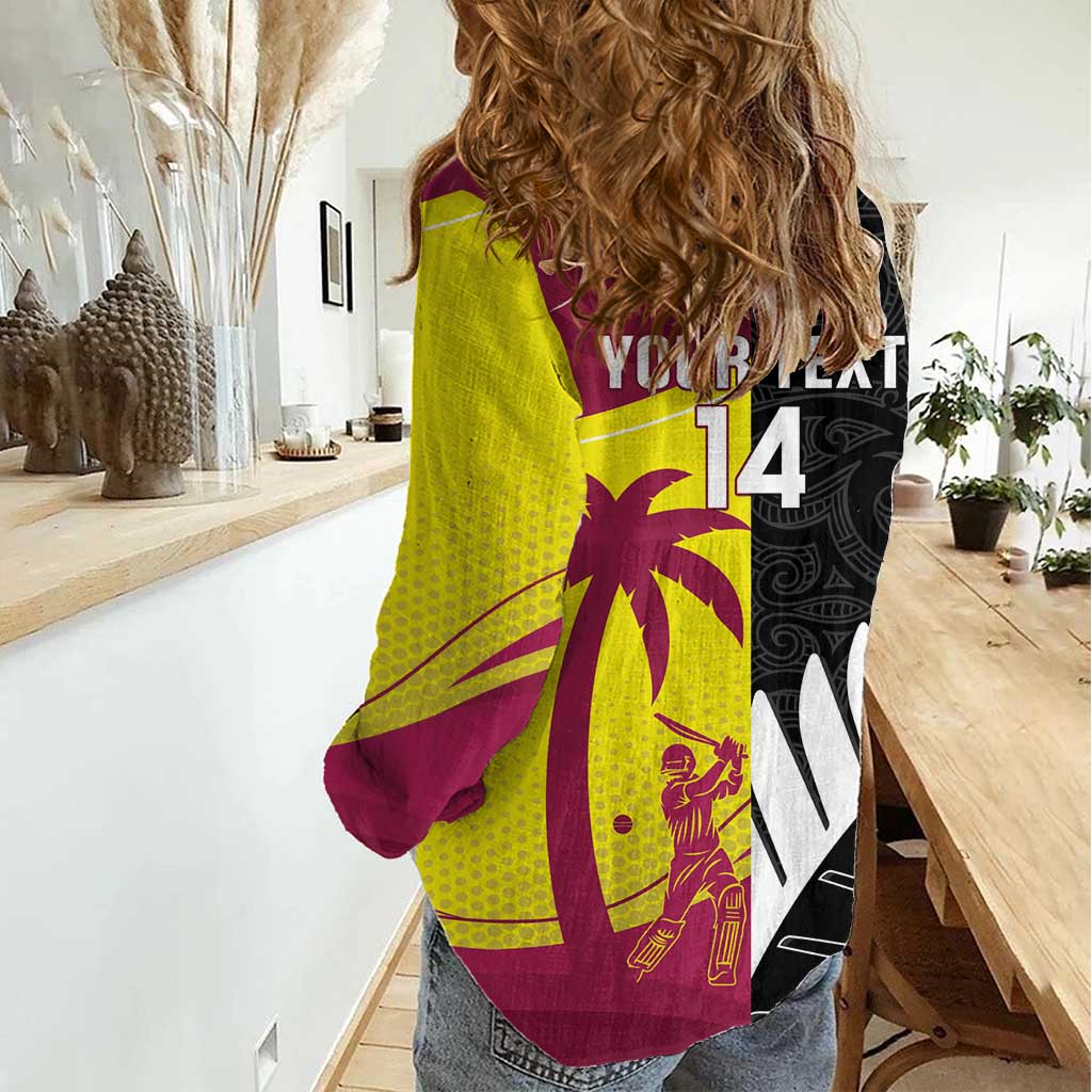 New Zealand and West Indies Cricket Custom Women Casual Shirt Black Cap Windies Together - Wonder Print Shop