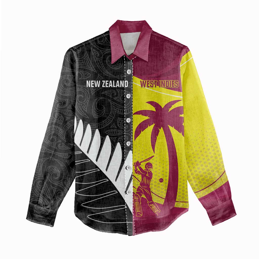 New Zealand and West Indies Cricket Custom Women Casual Shirt Black Cap Windies Together - Wonder Print Shop