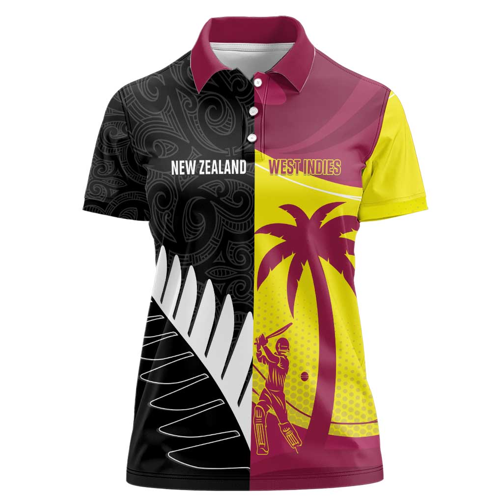 New Zealand and West Indies Cricket Custom Women Polo Shirt Black Cap Windies Together - Wonder Print Shop
