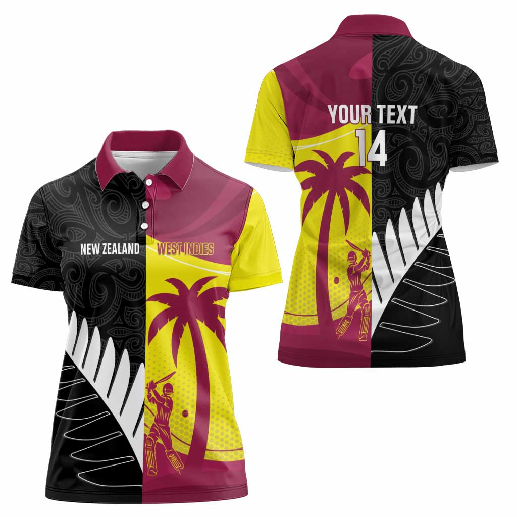 New Zealand and West Indies Cricket Custom Women Polo Shirt Black Cap Windies Together - Wonder Print Shop