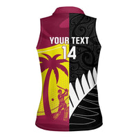 New Zealand and West Indies Cricket Custom Women Sleeveless Polo Shirt Black Cap Windies Together - Wonder Print Shop