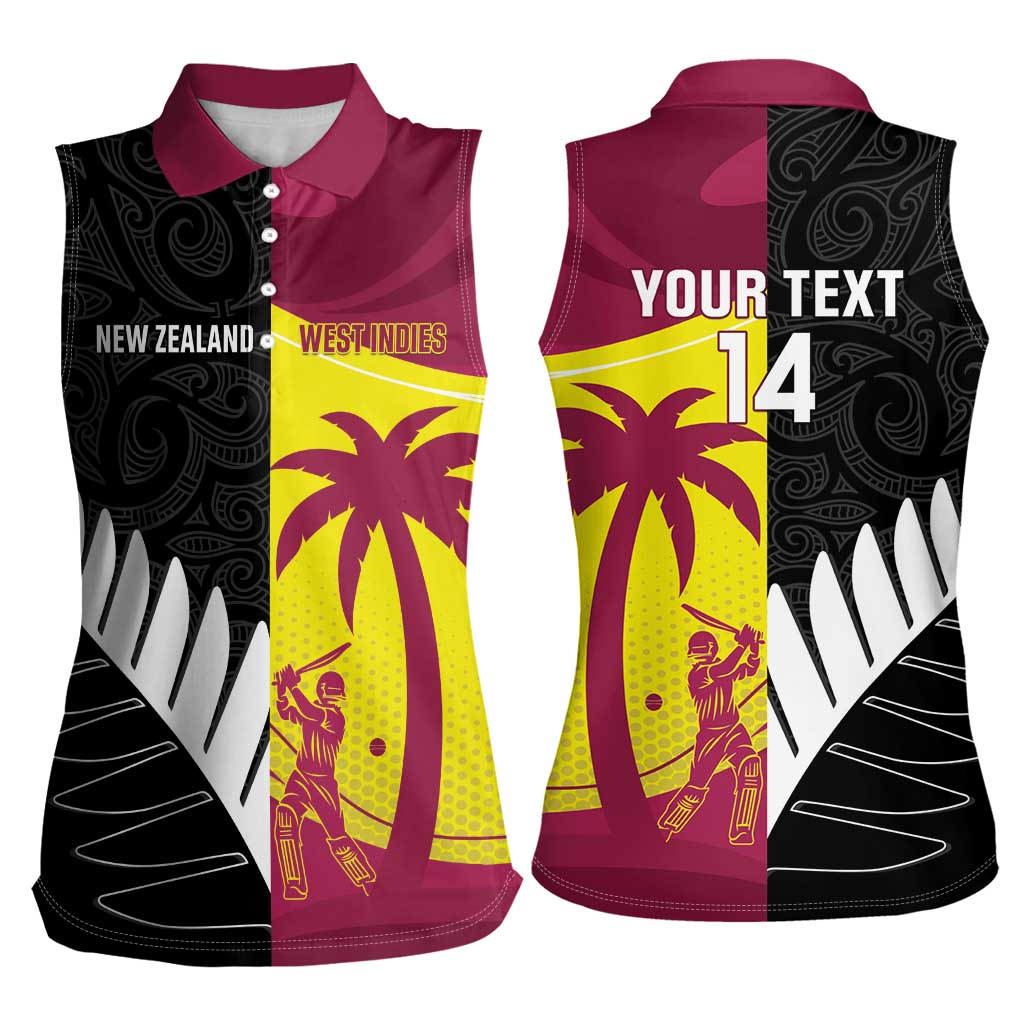 New Zealand and West Indies Cricket Custom Women Sleeveless Polo Shirt Black Cap Windies Together - Wonder Print Shop