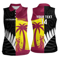 New Zealand and West Indies Cricket Custom Women Sleeveless Polo Shirt Black Cap Windies Together - Wonder Print Shop