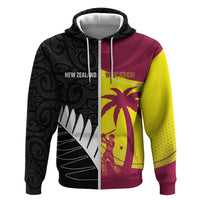 New Zealand and West Indies Cricket Custom Zip Hoodie Black Cap Windies Together - Wonder Print Shop