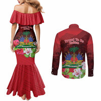Ayiti-Cheri Independence Day Couples Matching Mermaid Dress and Long Sleeve Button Shirt Land of High Mountains