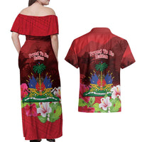 Ayiti-Cheri Independence Day Couples Matching Off Shoulder Maxi Dress and Hawaiian Shirt Land of High Mountains - Wonder Print Shop