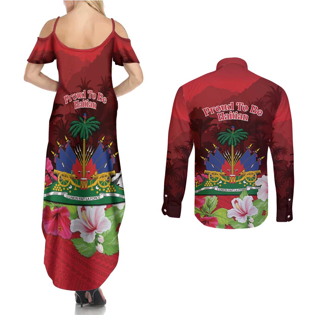 Ayiti-Cheri Independence Day Couples Matching Summer Maxi Dress and Long Sleeve Button Shirt Land of High Mountains - Wonder Print Shop