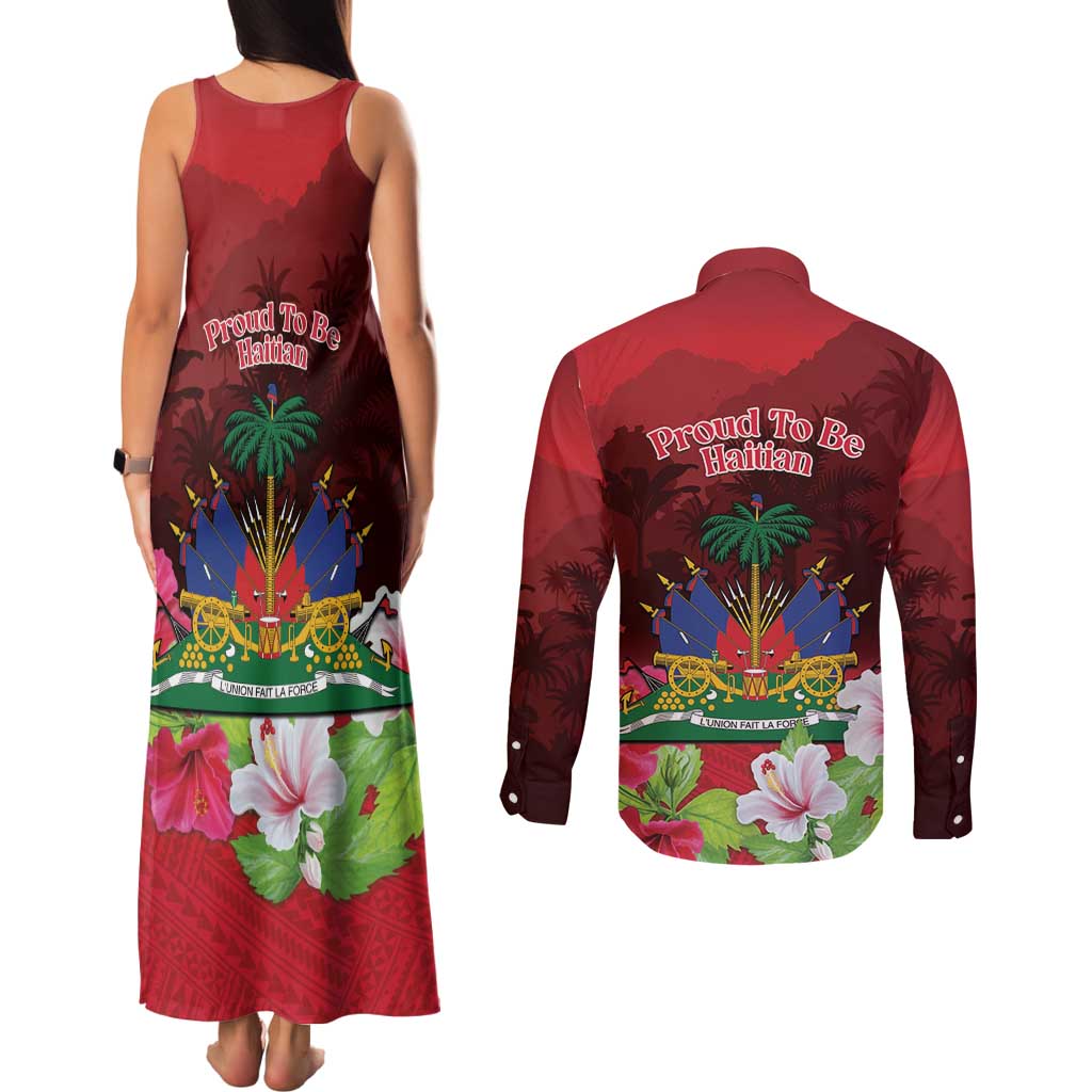 Ayiti-Cheri Independence Day Couples Matching Tank Maxi Dress and Long Sleeve Button Shirt Land of High Mountains - Wonder Print Shop