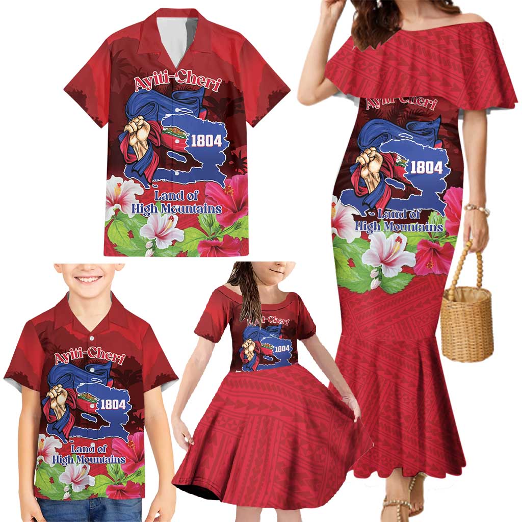 Ayiti-Cheri Independence Day Family Matching Mermaid Dress and Hawaiian Shirt Land of High Mountains - Wonder Print Shop