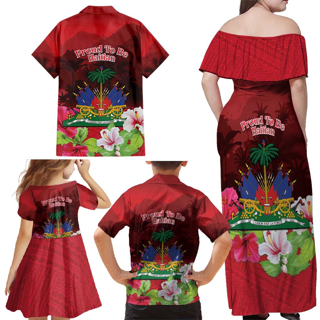 Ayiti-Cheri Independence Day Family Matching Off Shoulder Maxi Dress and Hawaiian Shirt Land of High Mountains - Wonder Print Shop