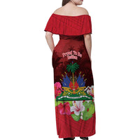 Ayiti-Cheri Independence Day Family Matching Off Shoulder Maxi Dress and Hawaiian Shirt Land of High Mountains - Wonder Print Shop