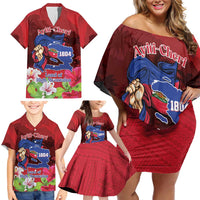 Ayiti-Cheri Independence Day Family Matching Off Shoulder Short Dress and Hawaiian Shirt Land of High Mountains - Wonder Print Shop