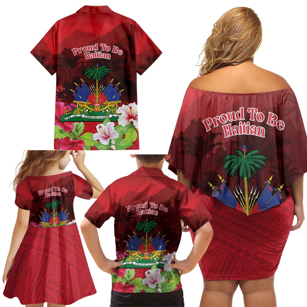 Ayiti-Cheri Independence Day Family Matching Off Shoulder Short Dress and Hawaiian Shirt Land of High Mountains - Wonder Print Shop