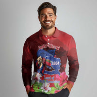 Ayiti-Cheri Independence Day Long Sleeve Polo Shirt Land of High Mountains - Wonder Print Shop