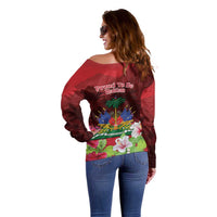 Ayiti-Cheri Independence Day Off Shoulder Sweater Land of High Mountains - Wonder Print Shop