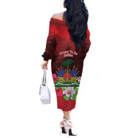 Ayiti-Cheri Independence Day Off The Shoulder Long Sleeve Dress Land of High Mountains - Wonder Print Shop