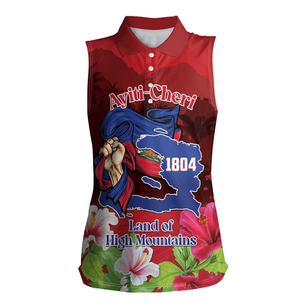 Ayiti-Cheri Independence Day Women Sleeveless Polo Shirt Land of High Mountains - Wonder Print Shop