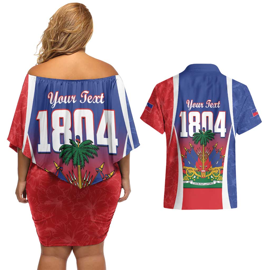 Personalized Haiti 1804 Couples Matching Off Shoulder Short Dress and Hawaiian Shirt Happy 221st Independence Anniversary - Wonder Print Shop