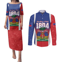 Personalized Haiti 1804 Couples Matching Puletasi and Long Sleeve Button Shirt Happy Ayiti Independence Day LT14