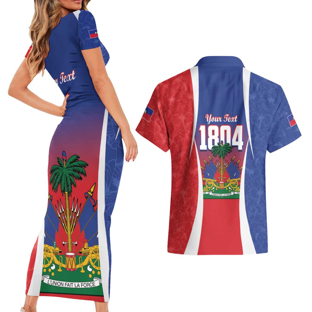 Personalized Haiti 1804 Couples Matching Short Sleeve Bodycon Dress and Hawaiian Shirt Happy Ayiti Independence Day LT14