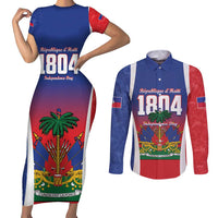 Personalized Haiti 1804 Couples Matching Short Sleeve Bodycon Dress and Long Sleeve Button Shirt Happy Ayiti Independence Day LT14