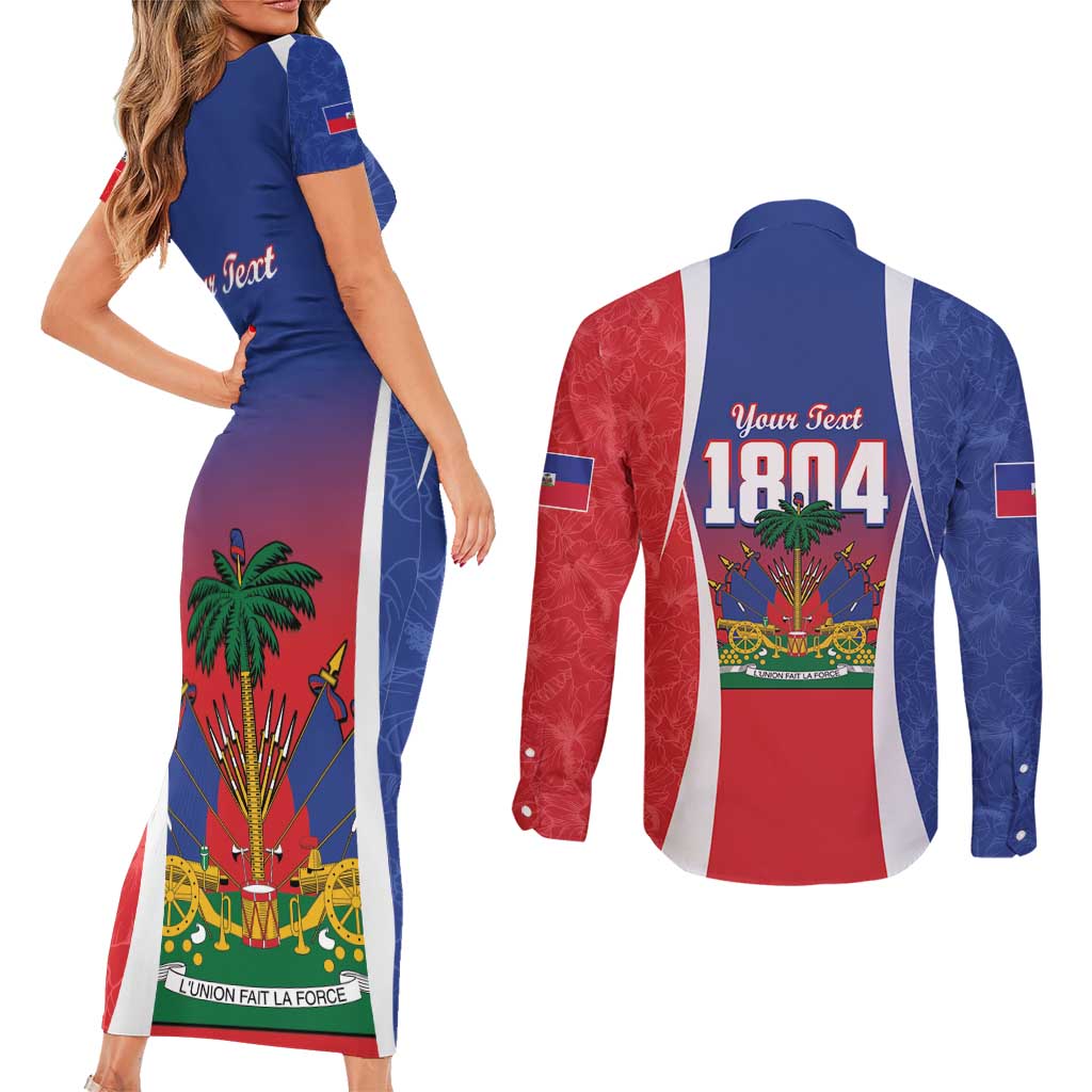 Personalized Haiti 1804 Couples Matching Short Sleeve Bodycon Dress and Long Sleeve Button Shirt Happy Ayiti Independence Day LT14