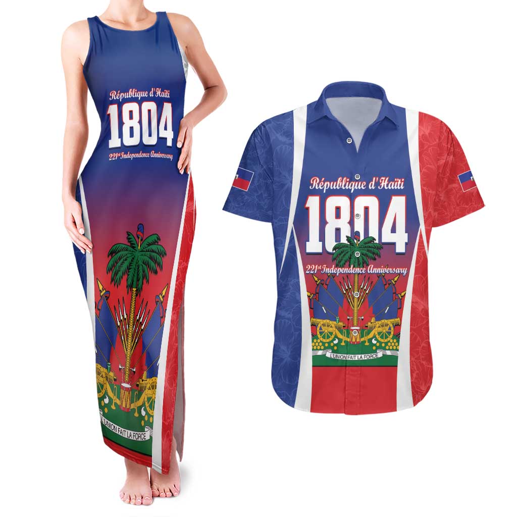 Personalized Haiti 1804 Couples Matching Tank Maxi Dress and Hawaiian Shirt Happy 221st Independence Anniversary - Wonder Print Shop