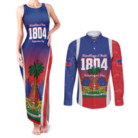 Personalized Haiti 1804 Couples Matching Tank Maxi Dress and Long Sleeve Button Shirt Happy Ayiti Independence Day LT14