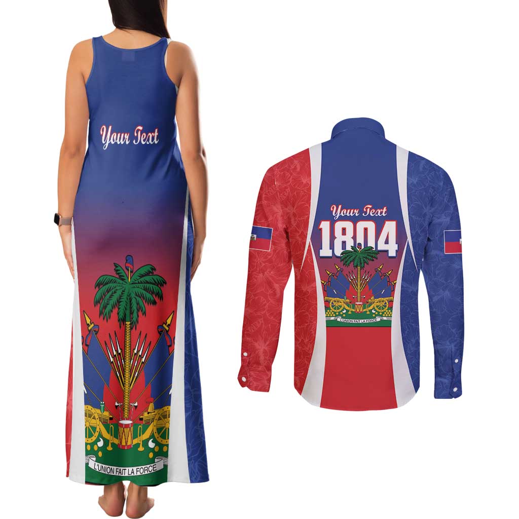Personalized Haiti 1804 Couples Matching Tank Maxi Dress and Long Sleeve Button Shirt Happy Ayiti Independence Day LT14