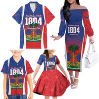 Personalized Haiti 1804 Family Matching Off The Shoulder Long Sleeve Dress and Hawaiian Shirt Happy Ayiti Independence Day LT14