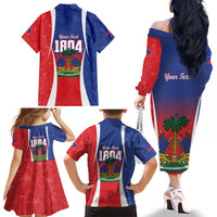 Personalized Haiti 1804 Family Matching Off The Shoulder Long Sleeve Dress and Hawaiian Shirt Happy Ayiti Independence Day LT14