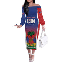 Personalized Haiti 1804 Family Matching Off The Shoulder Long Sleeve Dress and Hawaiian Shirt Happy Ayiti Independence Day LT14