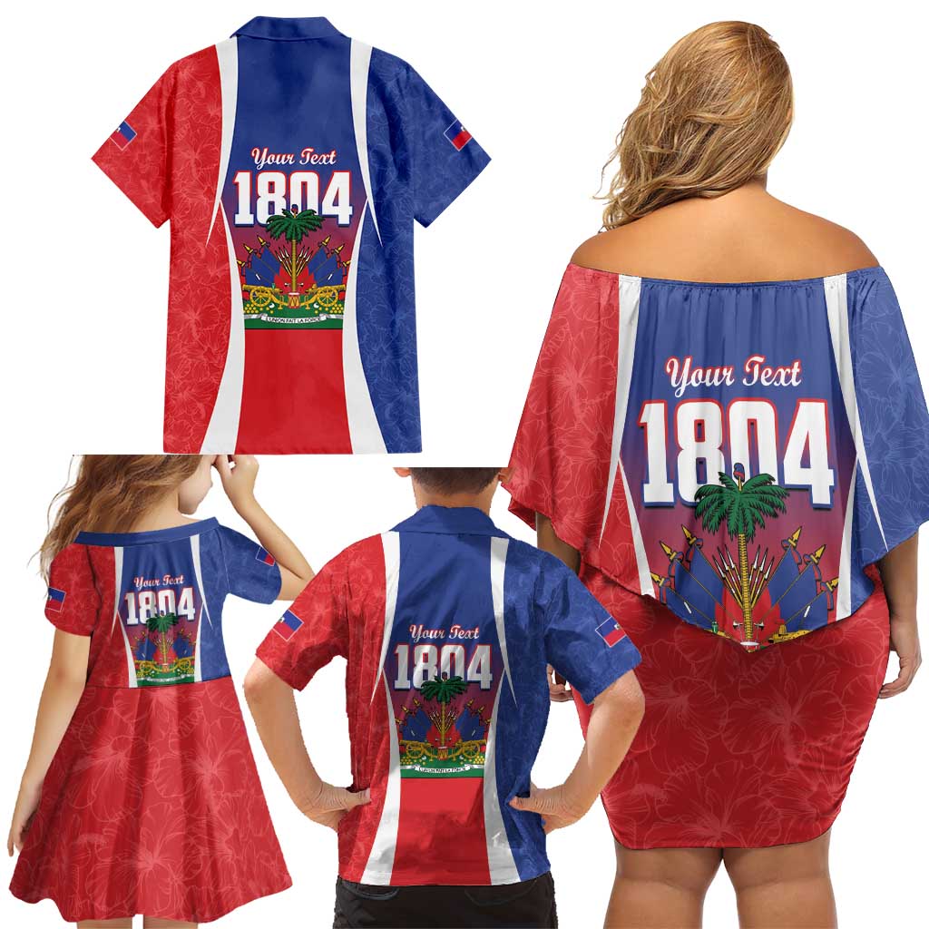 Personalized Haiti 1804 Family Matching Off Shoulder Short Dress and Hawaiian Shirt Happy Ayiti Independence Day LT14