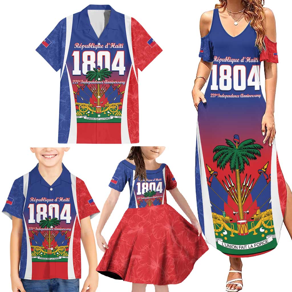 Personalized Haiti 1804 Family Matching Summer Maxi Dress and Hawaiian Shirt Happy 221st Independence Anniversary - Wonder Print Shop