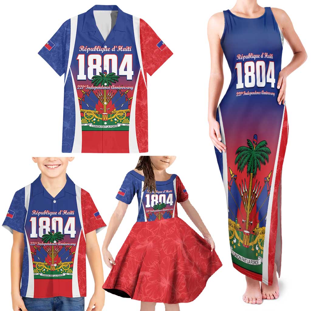 Personalized Haiti 1804 Family Matching Tank Maxi Dress and Hawaiian Shirt Happy 221st Independence Anniversary - Wonder Print Shop