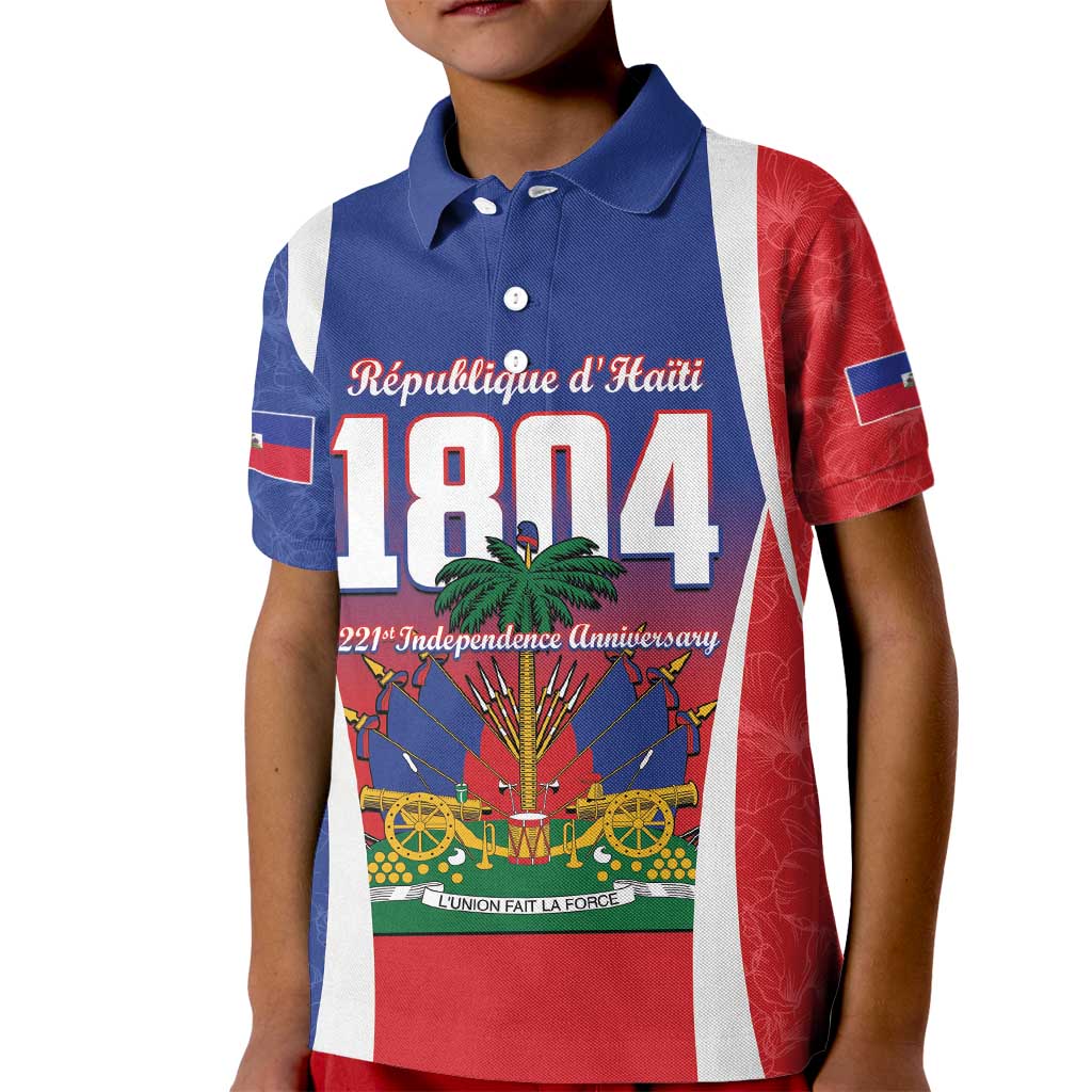 Personalized Haiti 1804 Kid Polo Shirt Happy 221st Independence Anniversary - Wonder Print Shop