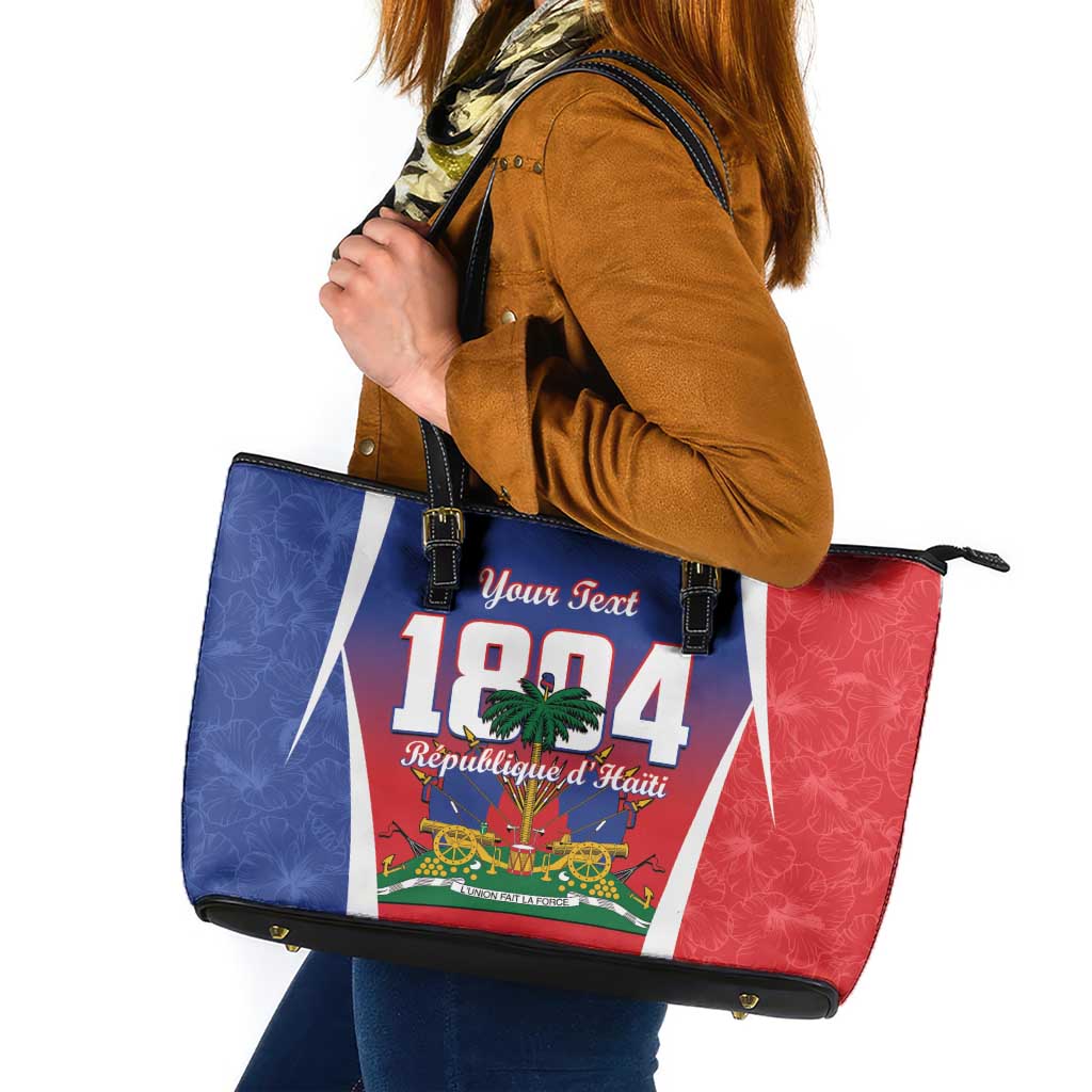 Personalized Haiti 1804 Leather Tote Bag Happy 221st Independence Anniversary - Wonder Print Shop