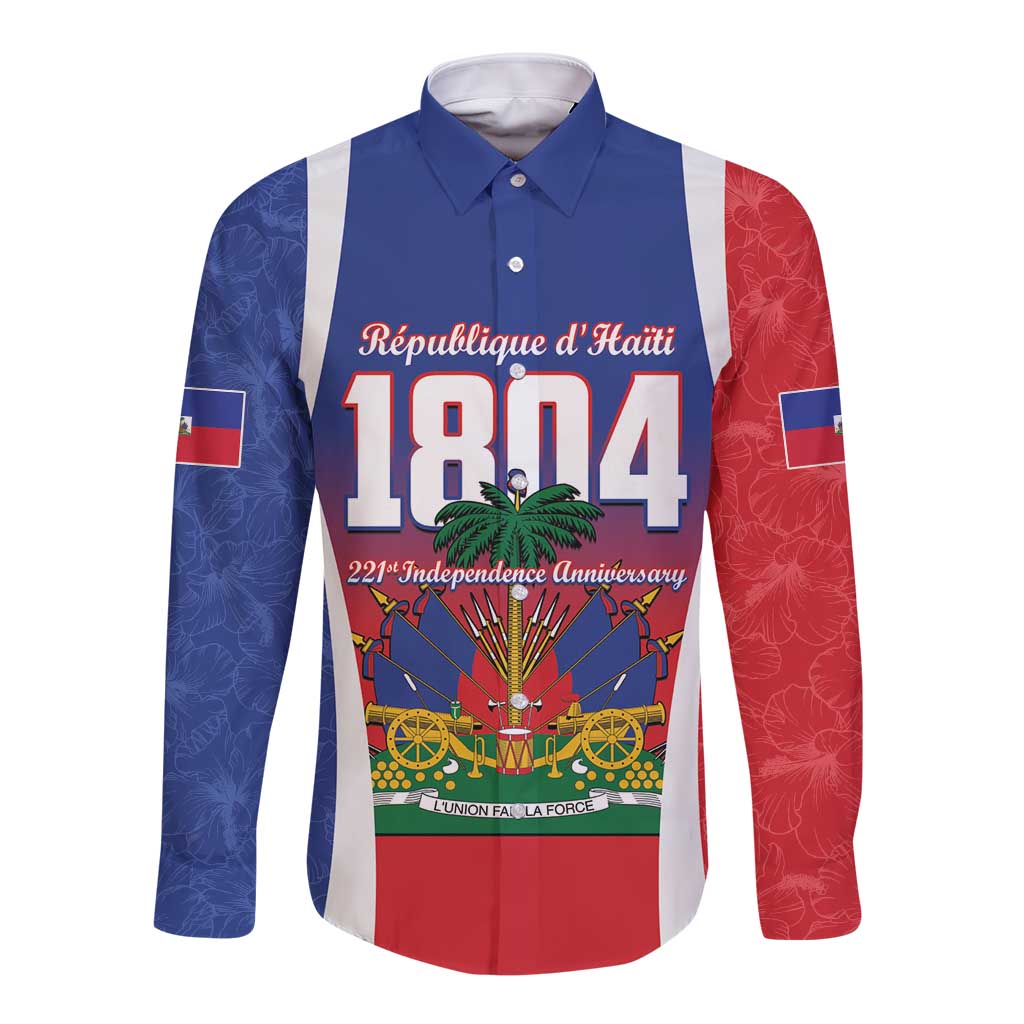 Personalized Haiti 1804 Long Sleeve Button Shirt Happy 221st Independence Anniversary - Wonder Print Shop