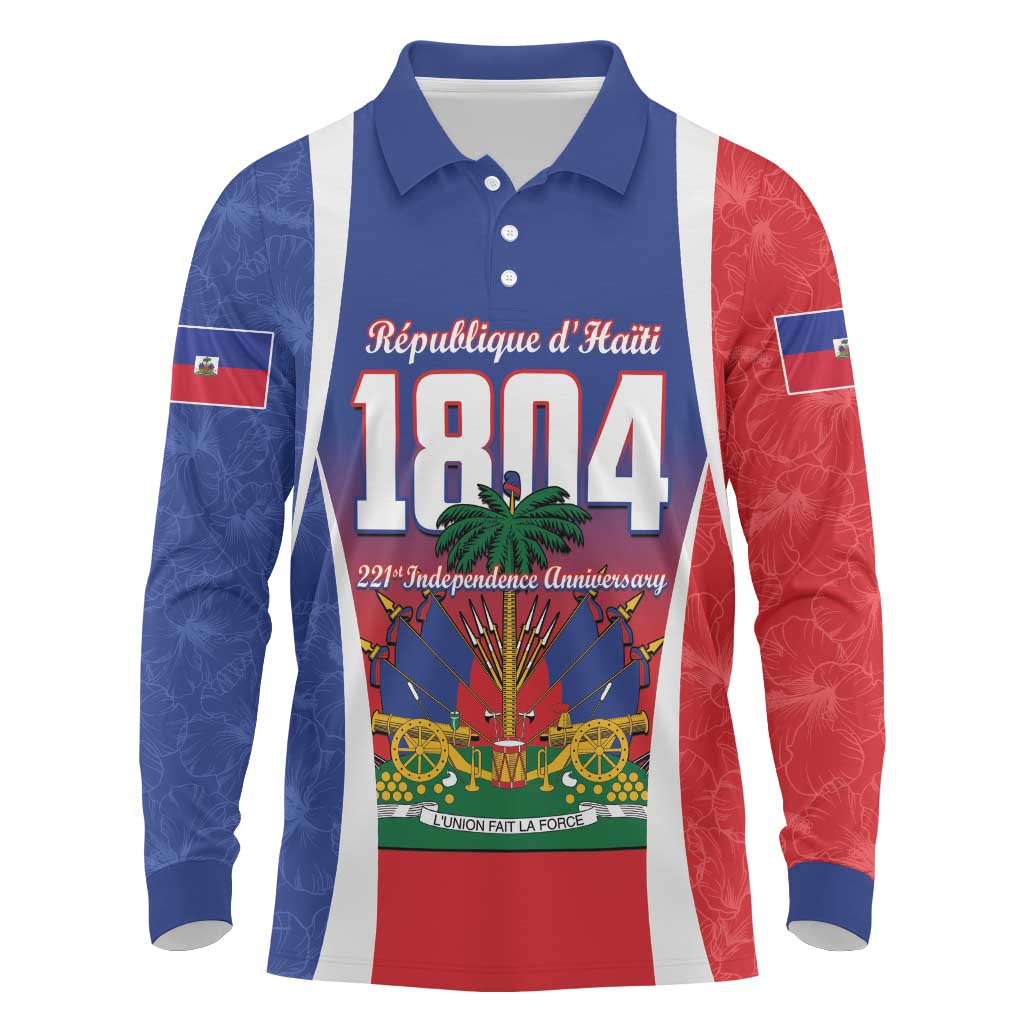Personalized Haiti 1804 Long Sleeve Polo Shirt Happy 221st Independence Anniversary - Wonder Print Shop