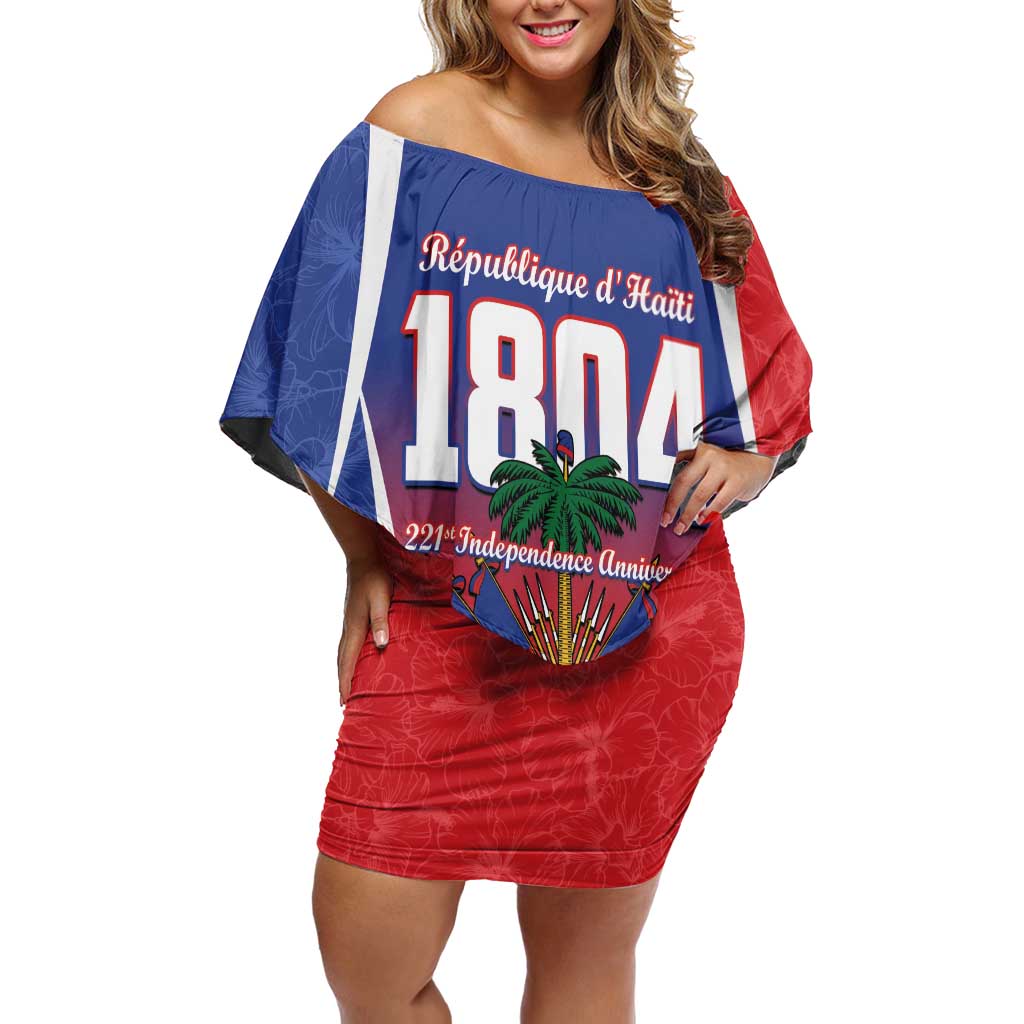 Personalized Haiti 1804 Off Shoulder Short Dress Happy 221st Independence Anniversary - Wonder Print Shop