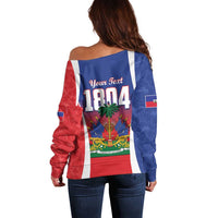 Personalized Haiti 1804 Off Shoulder Sweater Happy 221st Independence Anniversary - Wonder Print Shop