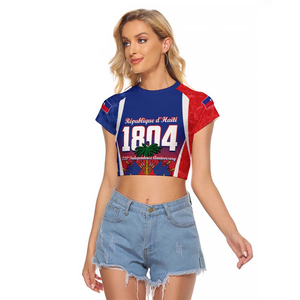 Personalized Haiti 1804 Raglan Cropped T Shirt Happy 221st Independence Anniversary - Wonder Print Shop