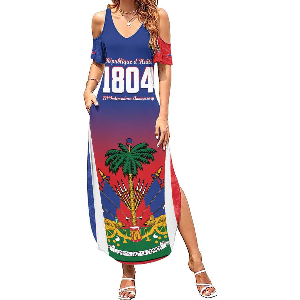 Personalized Haiti 1804 Summer Maxi Dress Happy 221st Independence Anniversary - Wonder Print Shop