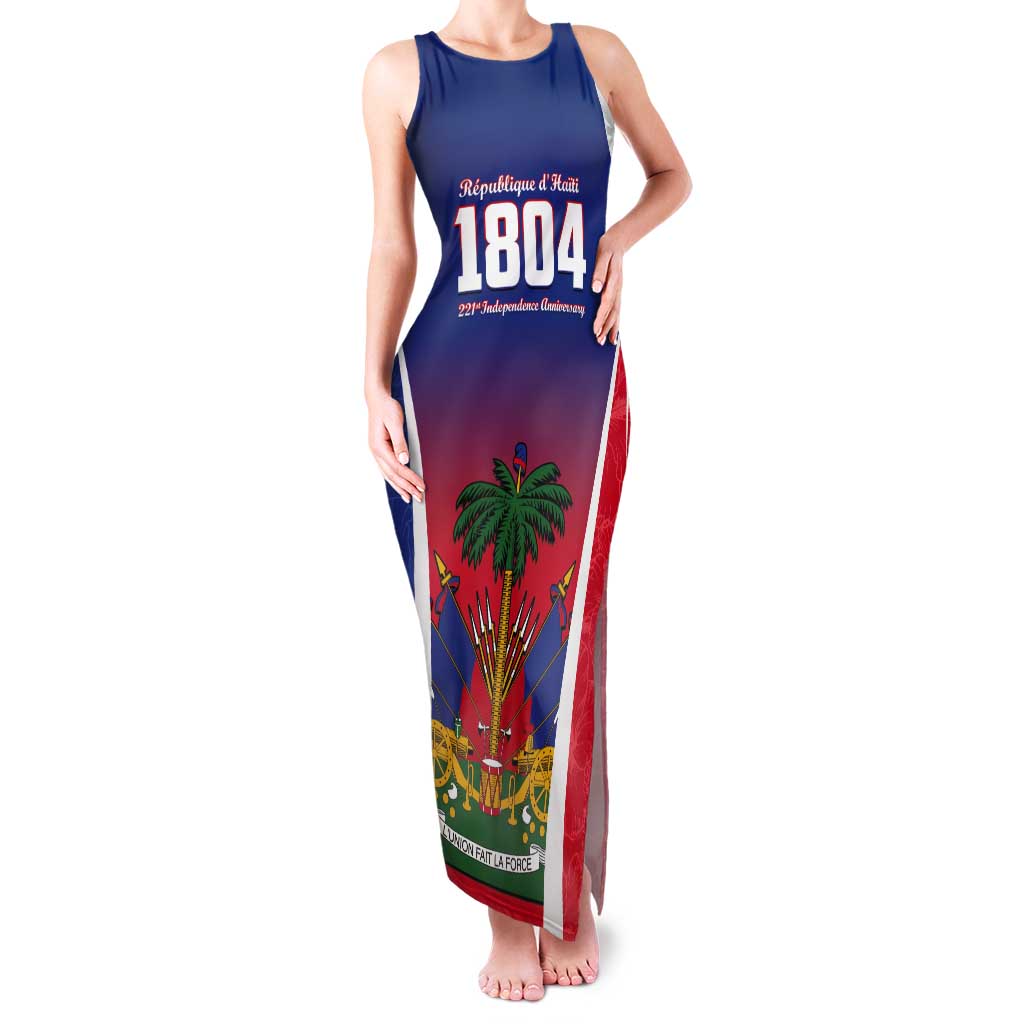 Personalized Haiti 1804 Tank Maxi Dress Happy 221st Independence Anniversary - Wonder Print Shop
